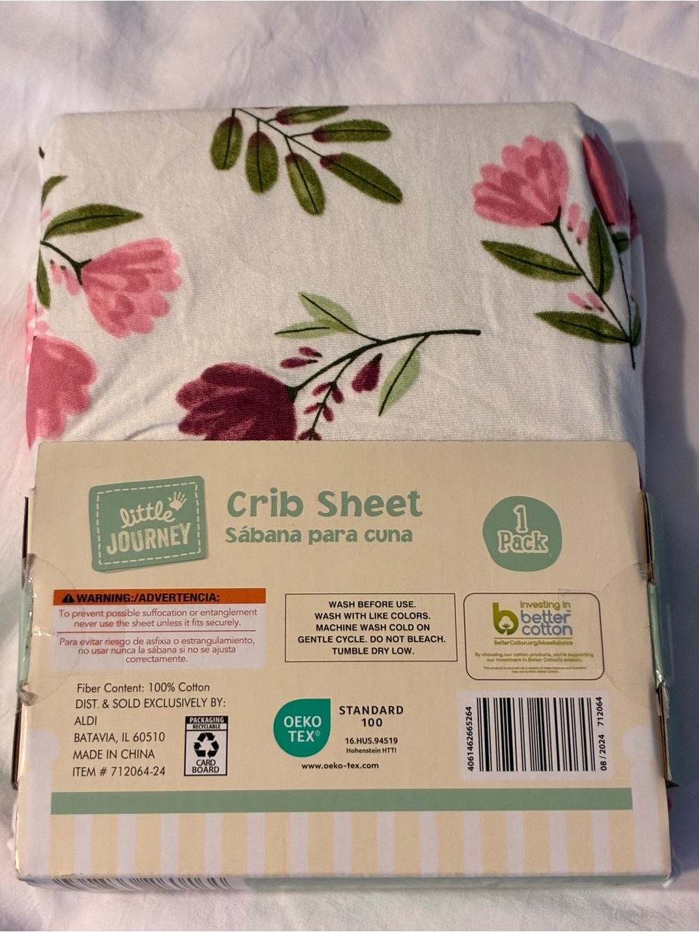 Pink Floral Crib Sheet - Soft Cotton